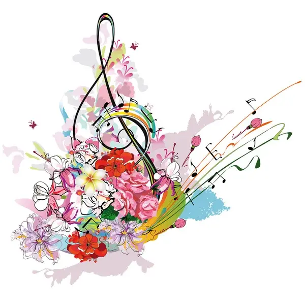 Depositphotos 106828092 stock illustration summer music with flowers and